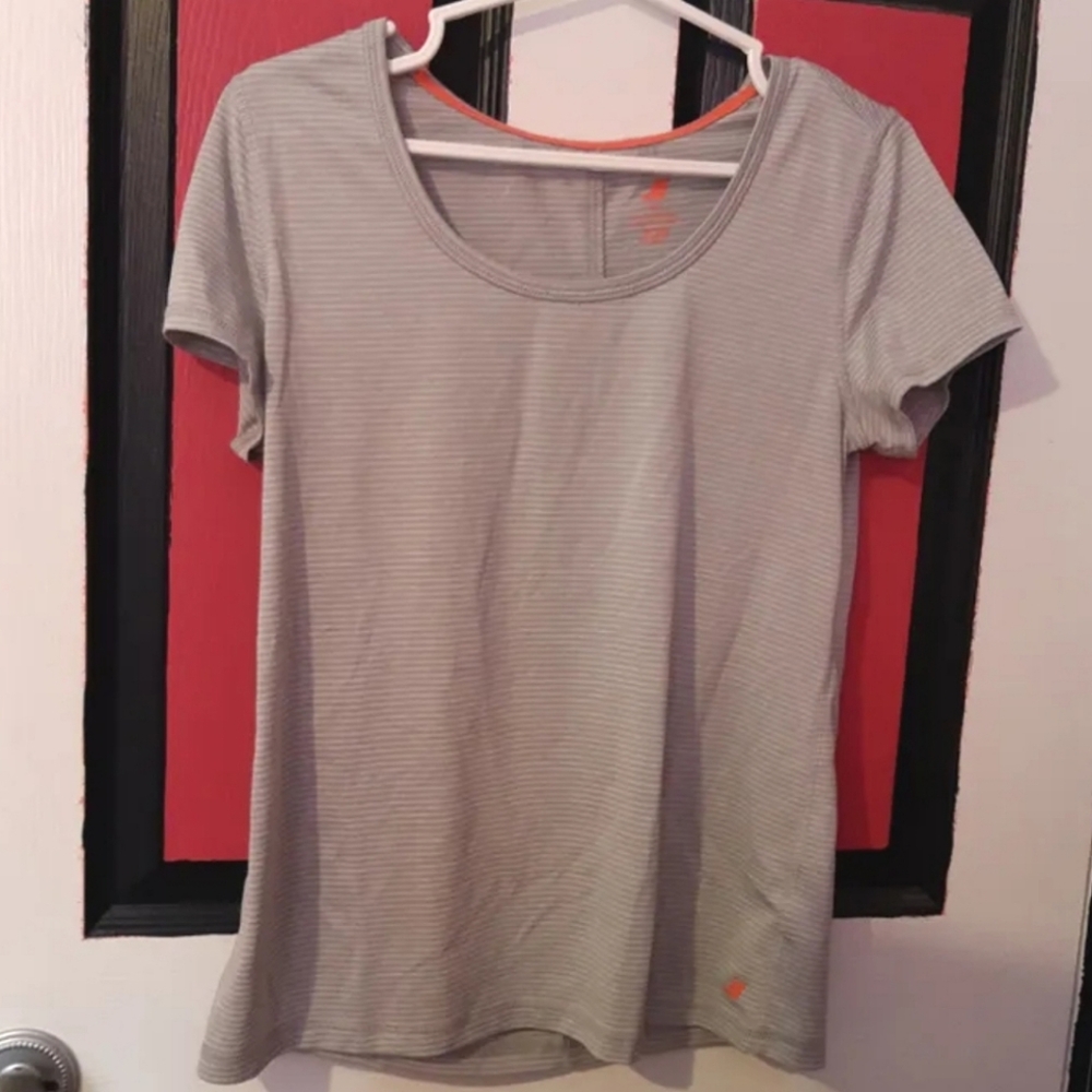 Gray and White Stripped Althletic Shirt